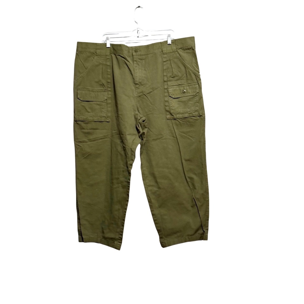 Cabela's Mens Olive Green Cotton Canvas Multi Pocket Cargo Utility Pants 46x32